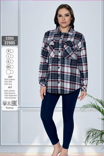 Cotpark Women's Cotton Lumberjack Shirt Leggings Suit 22005