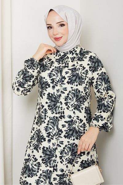 Bestenur Telya Woven Viscose Double Set 1578 - Μαύρο
