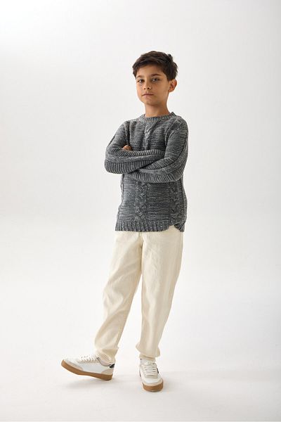 Nisrakids Boy's Knitwear Sweater – Crew Neck and Long Sleeve Casual Model