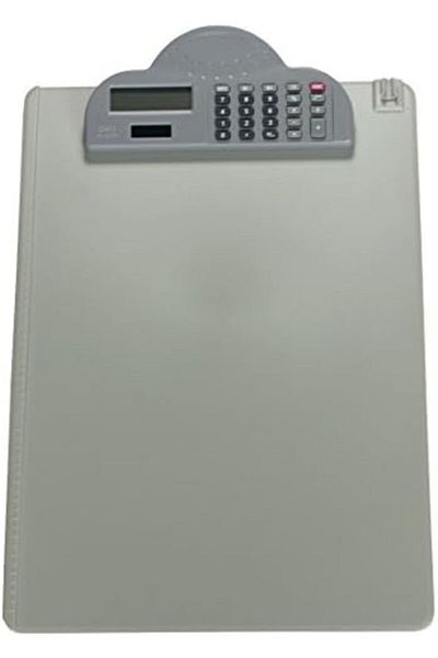 Deli Plastic File Draft Cardboard Clip With 8 Digits Dual Power Calculator - Gray