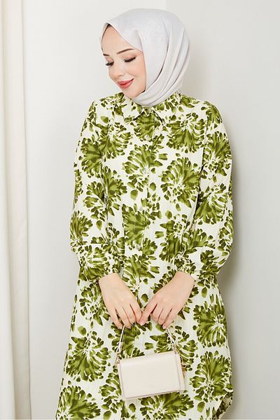 Bestenur Telya Woven Viscose Double Set 1578 - Πράσινο