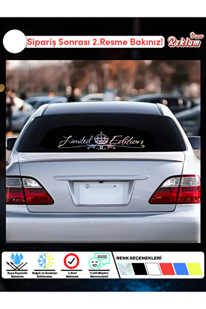 Onur Reklam Limited Edition Cam Sticker – Taç Desenli Şık Araba Cam Yazısı