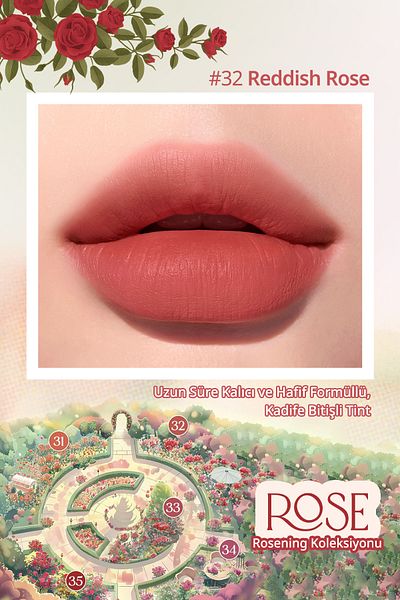 PERIPERA Tint Ink Airy Velvet with Long Lasting and Mild Formula Velvet Finish (32 Reddi̇sh Rose)