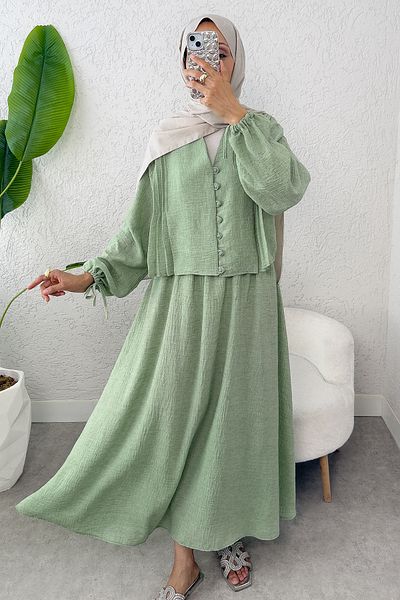 Salih Çelebi Συνδυασμός με λεπτομέρεια Nervür 2291 - MINT GREEN