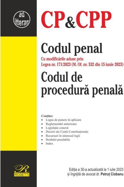 Editura Rosetti Codul penal. Codul de procedura penala. Editia a 3