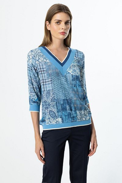 Onteks 56632 Ribbed V-Neck Bluz