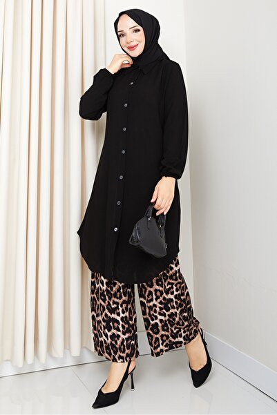 Bestenur Larya Woven Viscose Double Set 1577 - Black