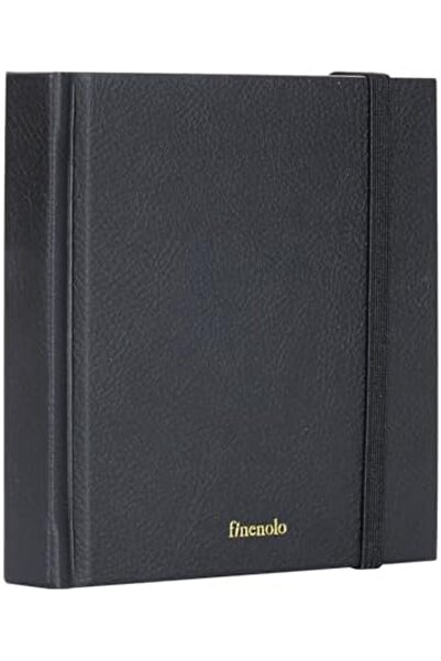 Deli EC285 Finenolo Black Hard Leather Cover Sketch Book, White, 12 cm x 12 cm Size