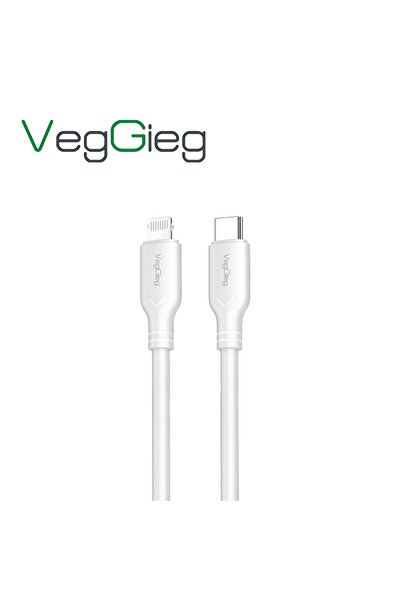 Veggieg 27W Type-C to Lightning iPhone iPad Uyumlu PD Hızlı Şarj ve Data Kabl...