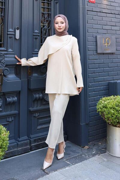 MİSSKAYLE Cloak Detailed Suit Beige