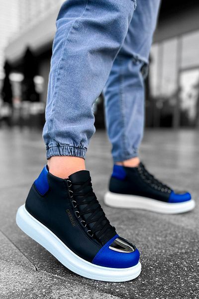 Chekich CH267 GBT Roma Mirror Men's Boots BLACK/SAX BLUE