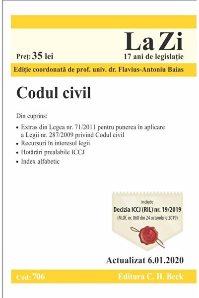Editura CH Beck Codul civil. Cod 706. Actualizat la 6.01.2020, Fla