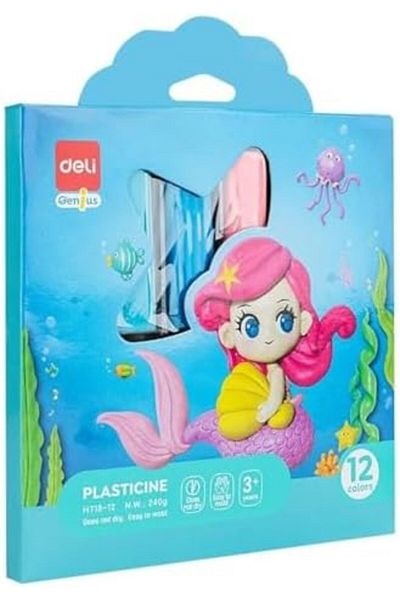 Deli EH718-12 Plasticine – 12 Colors, Non-Drying, Easy to Mold, Safe & Gluten-Free for Creative Pl