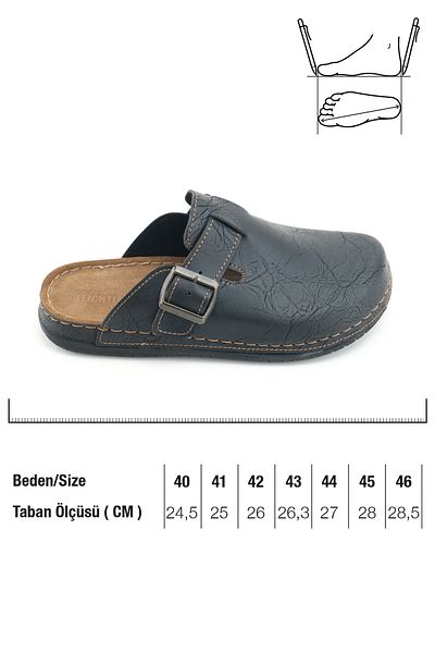 GEZER Men's Insole Genuine Leather Single Buckle Adjustable Home Garden Daily Slippers