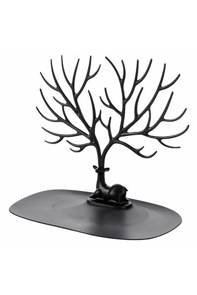 Aptel Jewelry stand, deer pattern, plastic, black, 25x15x22 cm