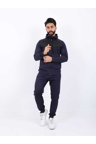 TUWAN sport Men's Diver Fabric Digital Printing Raised Zippered Hooded Sweatpants Set