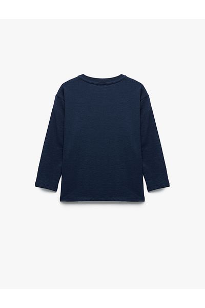Koton Printed Cotton Crew Neck Long Sleeve T-Shirt
