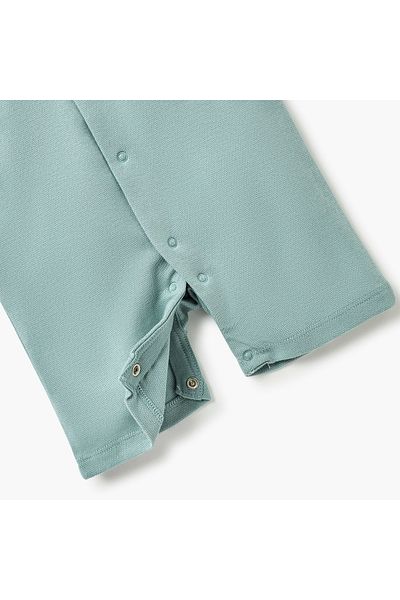 giggles Pintuck Detail Romper with Short Sleeves and Button Closure