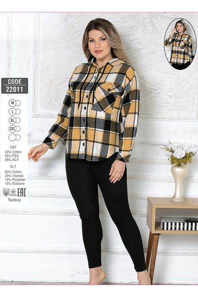 Cotpark Women's Cotton Lumberjack Shirt Leggings Suit 22011
