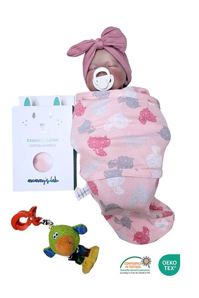 Mommyslab New Season 0-4 Months Patterned Colorful Velcro Ready Baby Cotton Swaddle 100% Cotton (Oeko Tex Cif Certified)