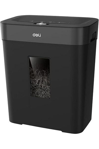 Deli ET024 8-Sheets Paper Shredder, 15 Liter Capacity, Black
