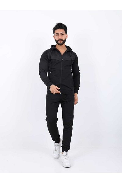 TUWAN sport Men's Diver Fabric Digital Printing Raised Zippered Hooded Sweatpants Set