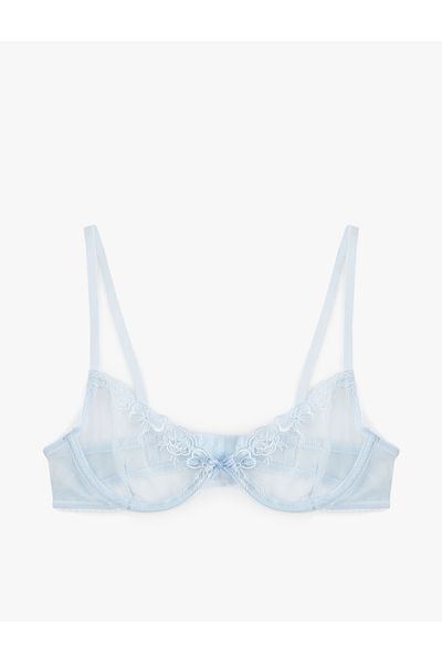 Koton Comfortable Fit Unpadded Brodeed Ribbon Detailed Underwire Bra