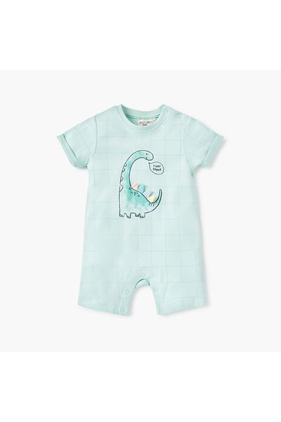 Juniors Dinosaur Print Romper with Button Closure