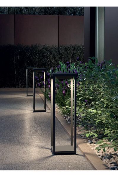 LUXXO Stâlp de iluminat exterior Grid M, 15W, H=40cm, IP65, Negru