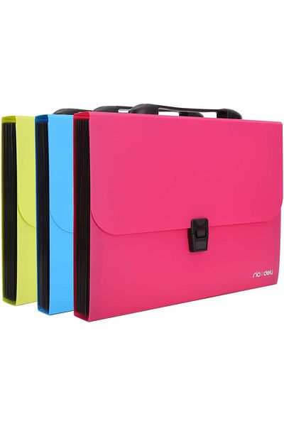 Deli EB40302 A4 13 Pocket Expanding File Folder, Assorted