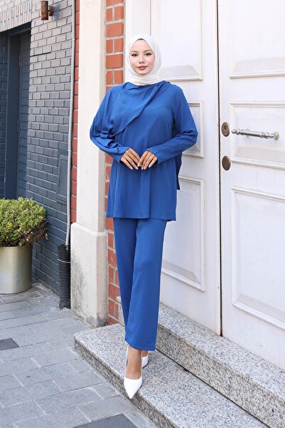 MİSSKAYLE Cloak Detailed Suit Indigo