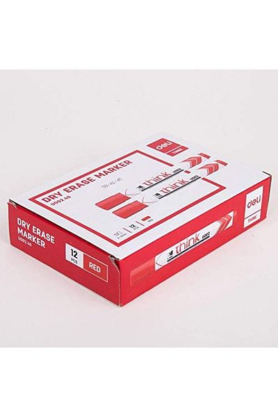 Deli Think 2-5mm Chisel Tip Dry Erase Markers 1x12 Pieces, Red