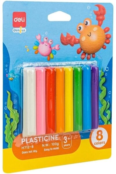 Deli EH712-8 بلاستيسين 8 ألوان 100 جرام