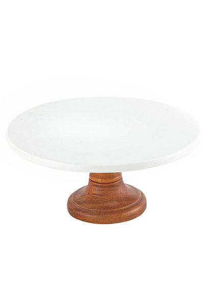 Shallow By Styli Shallow Acacia Wood Porcelain Cake Stand 26cm