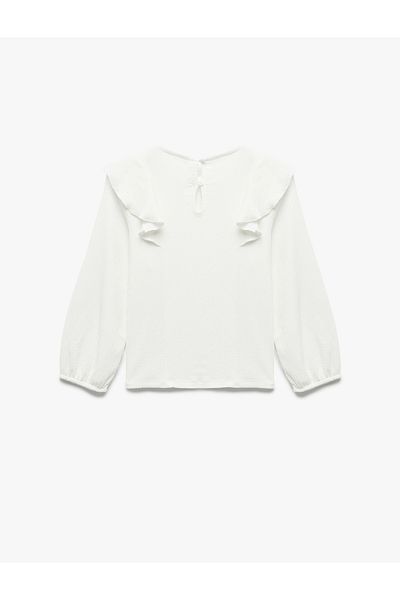 Koton Crew Neck Ruffle Detail Long Sleeve Blouse