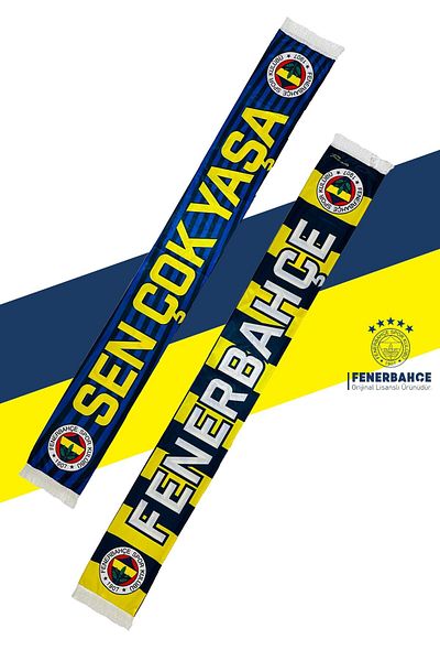 Fenerbahçe Original Licensed Sen Longslive Shawl Scarf and Bracelet Set Canary Printed Wooden Box