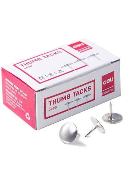 Deli Thumb Tack 100-Pieces, 10 mm Size