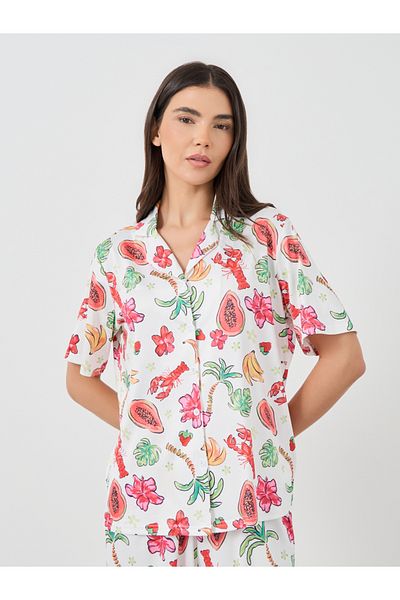 Styli Fruit Print Shirt and Pyjama Set
