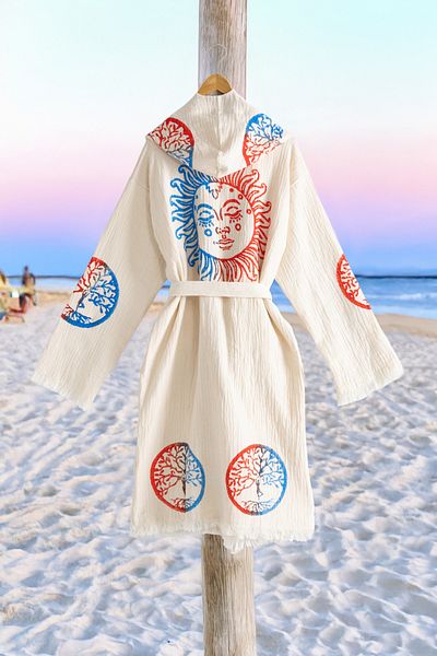 VAROL Organic 100% Cotton Hooded Robe Beach Dress - Dualis - L/Xl