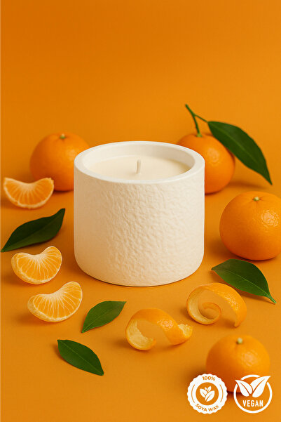 Basement Mandarin Scented Concrete Candle – 100% Soy Wax, Handmade, Natural Vegan Candle