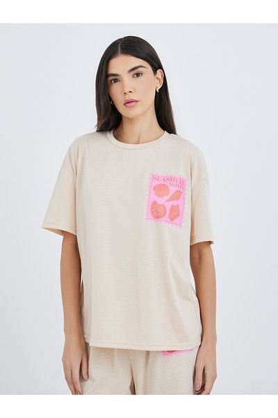 Styli Printed Pocket Short Sleeve T-Shirt and Pyjama Set