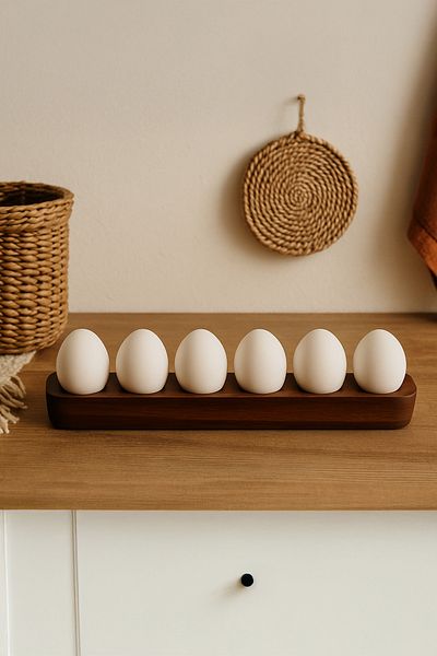 Kitchen Life 6 Compartment Acacia Wood Egg Bowl