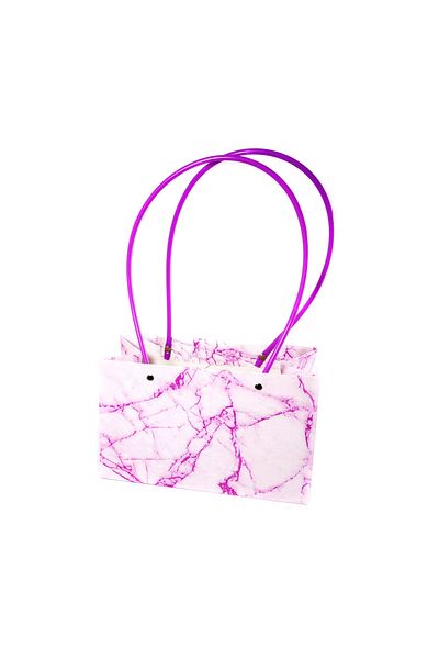 Createur Rectangular kraft bags with handle - marble pink (set of 10 pieces)
