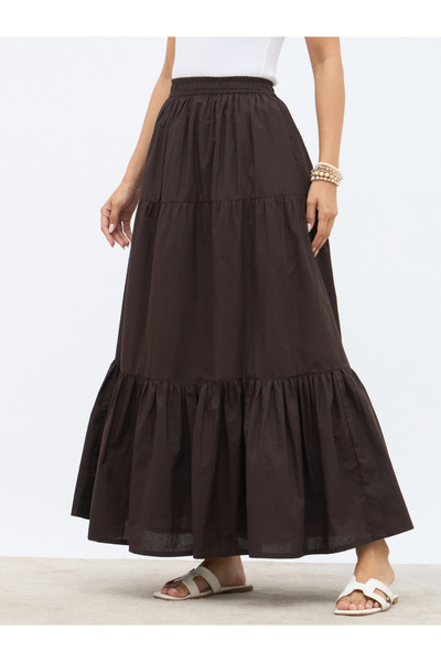 Styli Elasticated Waistband Tiered Maxi Skirt