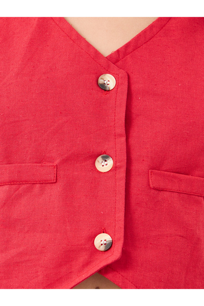 Styli Red Cotton Vest and Culottes Set