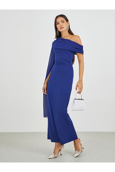 Styli Solid One Cape Sleeve Bodycon Maxi Dress