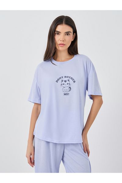 Styli Graphic Print Short Sleeve T-Shirt and Pyjama Set