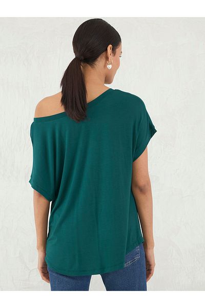 Femmella By Styli Green Knit Off Shoulder Regular Fit Top