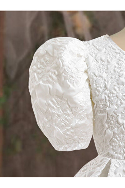 Take Two By Styli One Sleeve Textured Dress with Bow Detail