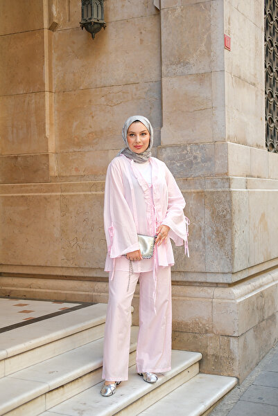 LOCCO Women's Sleeve Ribbon Detail Suit Pink